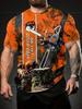 T-shirt da uomo girocollo con stampa 3D motosega e taglio del legno – Ispirata all'avventura all'aria aperta, Abbigliamento casual estivo, Traspirante e confortevole per l'escursionismo,