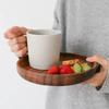 American Walnut Tray Fruit Tray Solid Wood Circular Shaped Household Water Cup Tea Cup Tray Japanese Wooden Plate Tableware