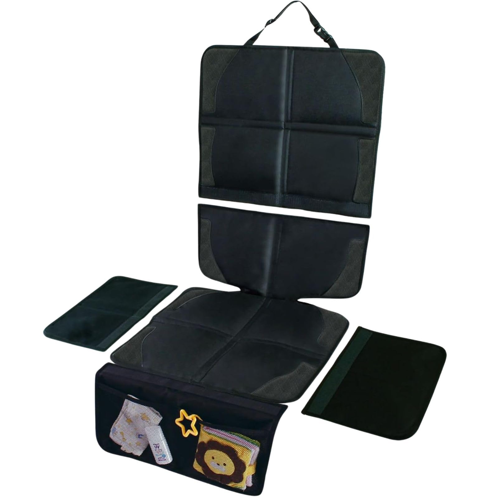 

Nikowaku Child Seat Protective Car Junior Seat Cover with Wings and ISOFIX Supervised by a Babysitter Mat, Pockets, Protector, Water-Repellent, Black, чёрный