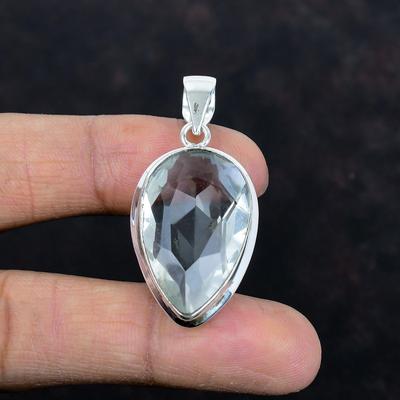 Pendentif topaze blanche facettée pendentif en argent sterling 925 pendentif fait main élégant bijou antique pendentif pierre précieuse magnifique cadeaux de fiançailles