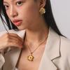 Titanium Steel Pendant Flower Vintage Necklace Diamond-encrusted Earrings Fashionable Versatile Titanium Steel Jewelry