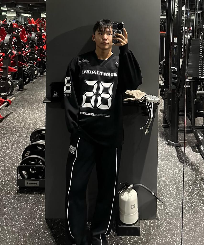 Leijibi [Summer] Giant Fit Line Track Pants Wide Gymwear Training Workout Wear Elastic Waist Pants M Black