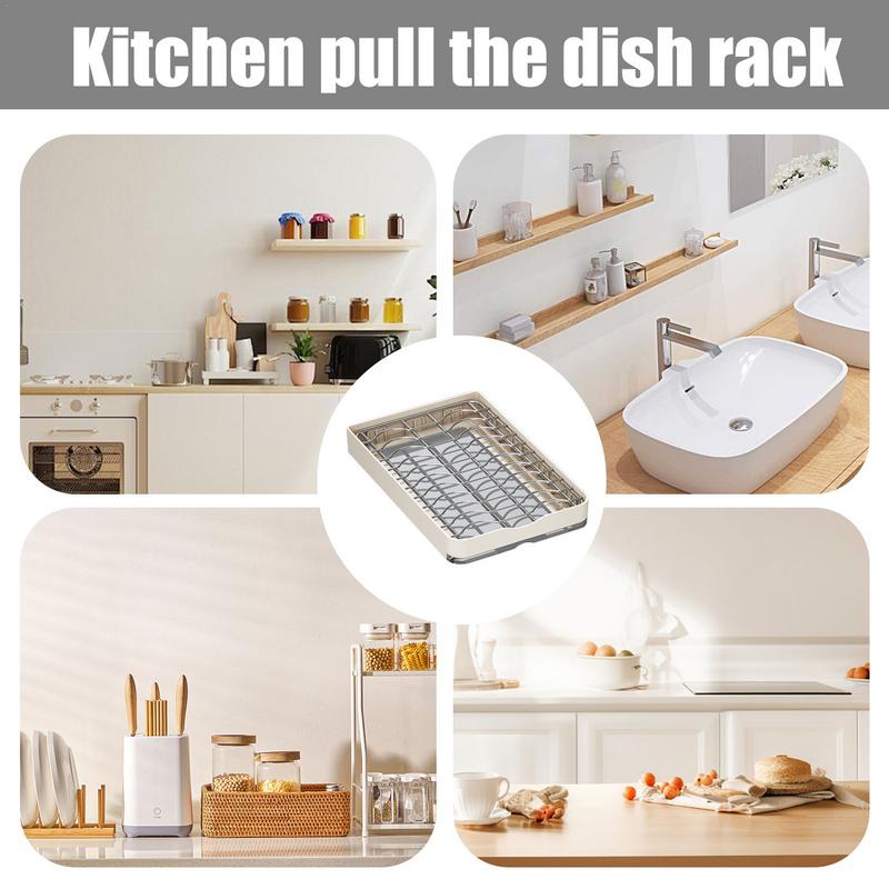 Pull Out Drawers For Kitchen Cabinet Metal Slide Out Dish And Bowl Drying Rack Dish Holder Pantry Storage Shelves Storage Rack