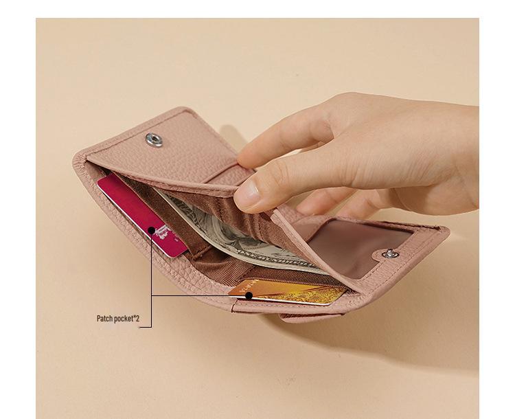 Lychee Pattern Ladies' RFID Genuine Leather Wallet - Japanese Style Cowhide Coin Purse