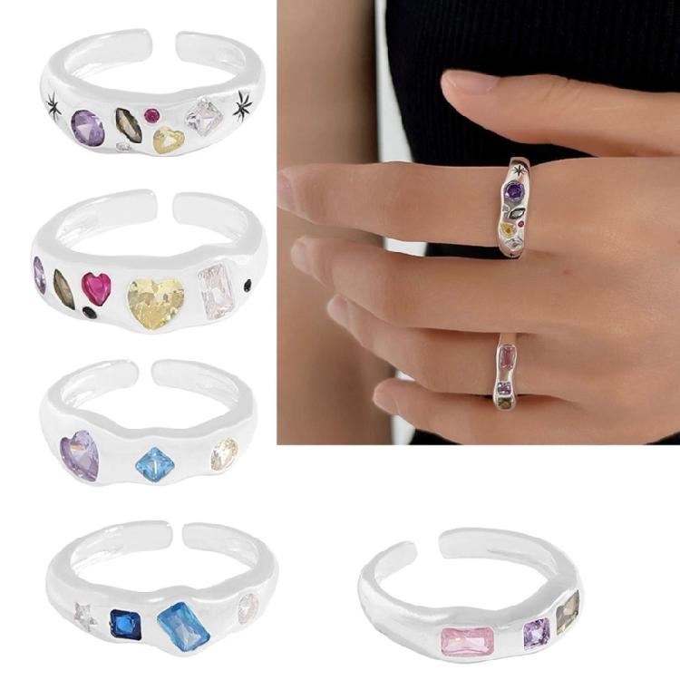 Sparkling Inlaid Zircon Ring Fashion Jewelry Promise Engagement Ring for Women