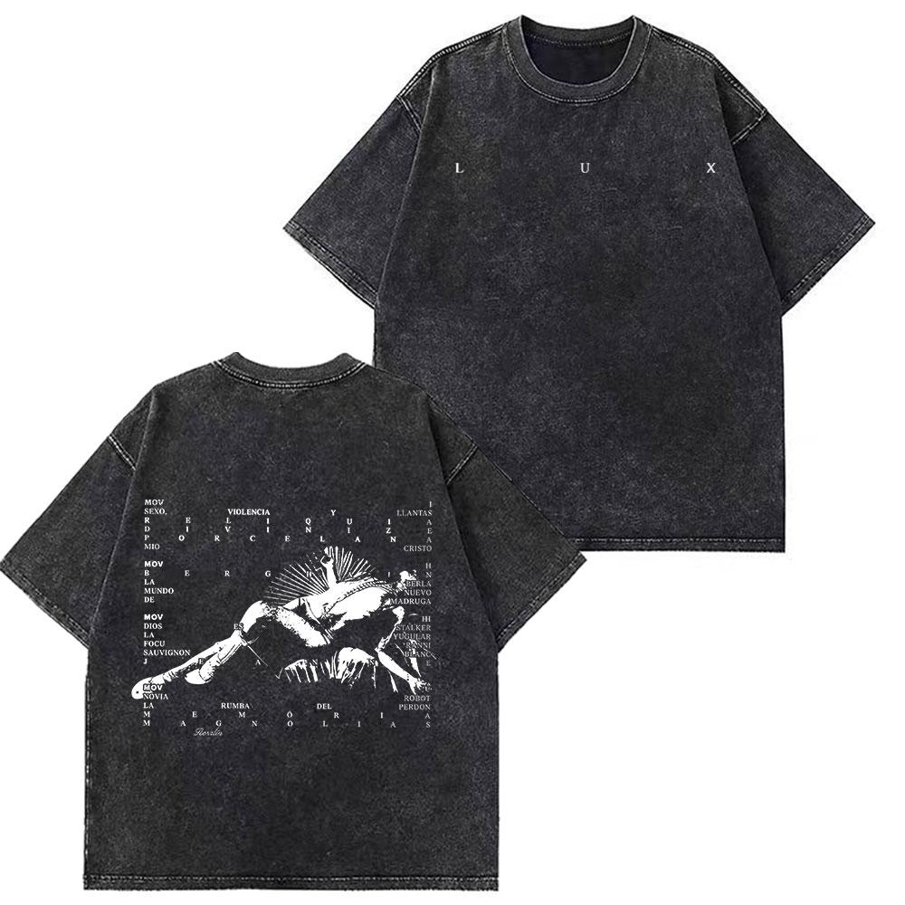 T-shirts Graphiques Notes de Musique Rosala LUX Unisexes Mode Femme T-shirt Ample Décontracté Esthétique T-shirts Lavés Streetwear