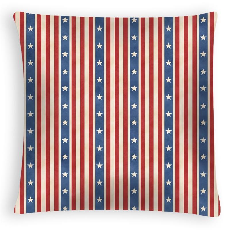 New American Independence Day Pillowcase, American Peach Skin Velvet Printed Cushion Cover, Sofa Pillow Cover