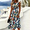 Women's Round Neck Sleeveless Casual Summer Sundress - Fashionable Comfort Dress for Beach, Vacation, Party, and Daily Activities