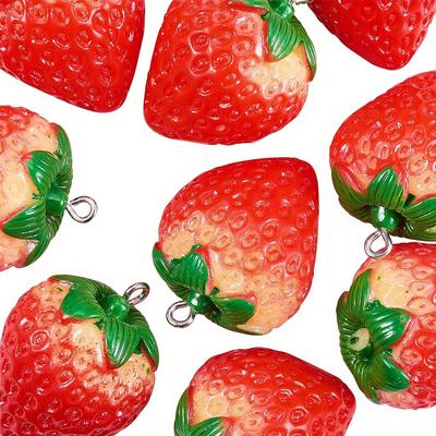 3/5/8 Pezzi Ciondolo Fragola Rossa Serie Piante Ciondolo in Resina, Braccialetto Cavigliera Estiva Fai da Te Orecchini