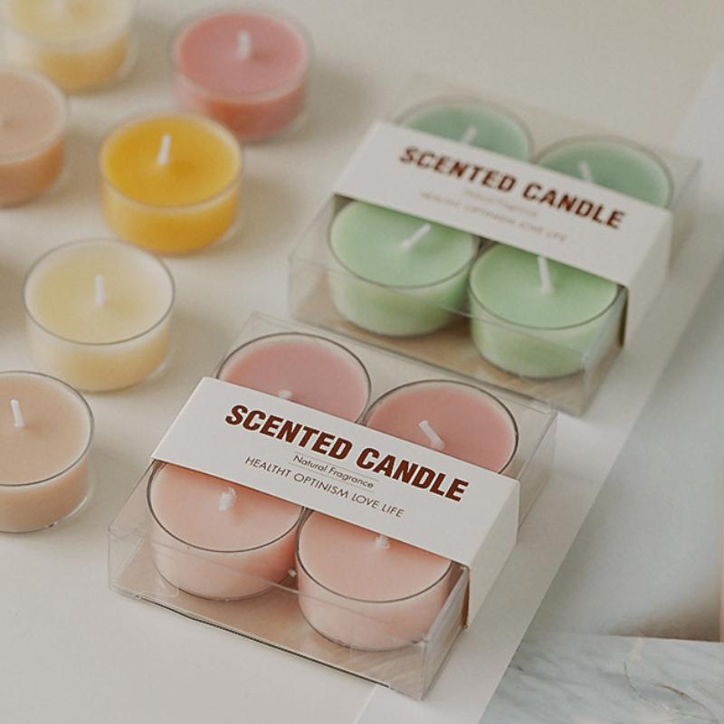 4Pcs/box INS Morandi Color Advanced Scented Candle Girls Bedroom Atmosphere Decoration Aromatherapy Candles Wedding Party Favor