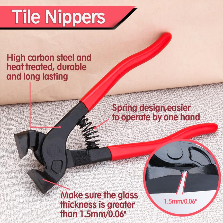 LEONTOOL Tile Tile Tile Nippers with Tile Side Tile Glass Glass Tile Mosaic Glass Cutting Stained Tile Tile Roller Type with Carbide Professional