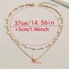Vintage Multi Layered Pearl Heart Pendant Clavicle Necklace For Women