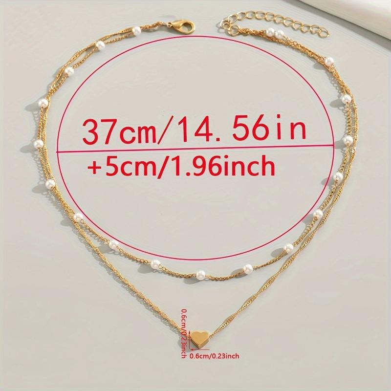 Vintage Multi Layered Pearl Heart Pendant Clavicle Necklace For Women