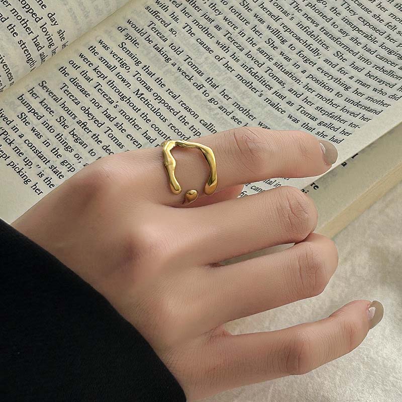 Fashion Silver Color Irregular Open Rings for Women Teens Minimalist Metal Hollow Adjustable Finger Ring Jewelry Birthday Gifts