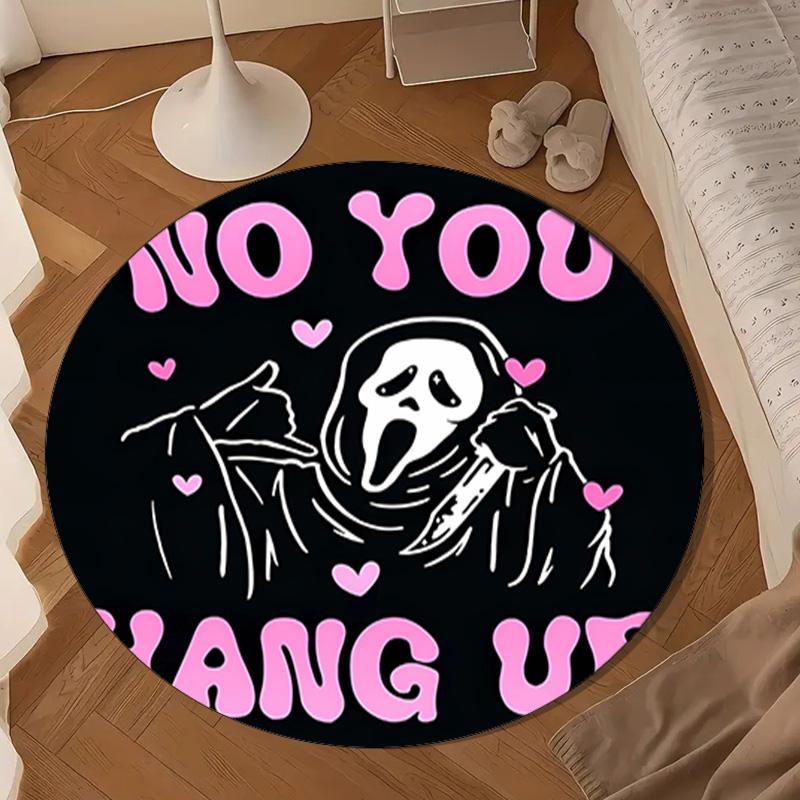 Ghostface Greetings Poster Round Rug for Livingroom,Bedroom, Palyroom, Chair Rug, Area rug, Circle Carpet, Large Size Fan Christmas gift