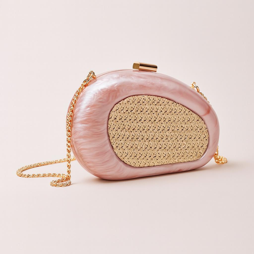 Women'S Shoulder Oblique Span Bag, Special-Shaped Shell Acrylic Bag, Fashion Wedding Dinner Clutch Bag