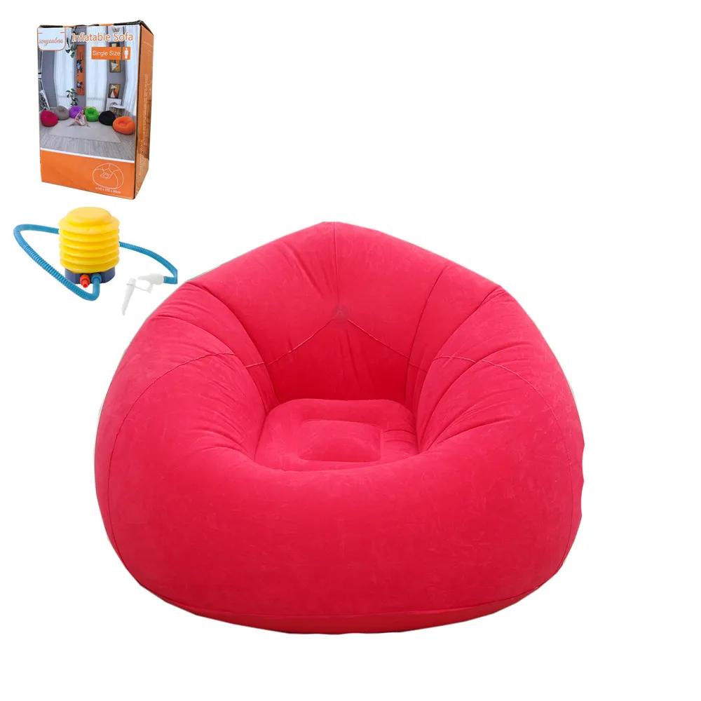 GGE Large Lazy Inflatable Sofa Chair - PVC Flocked Lounger Bean Bag Couch Tatami for Living Room & Outdoor Camping
