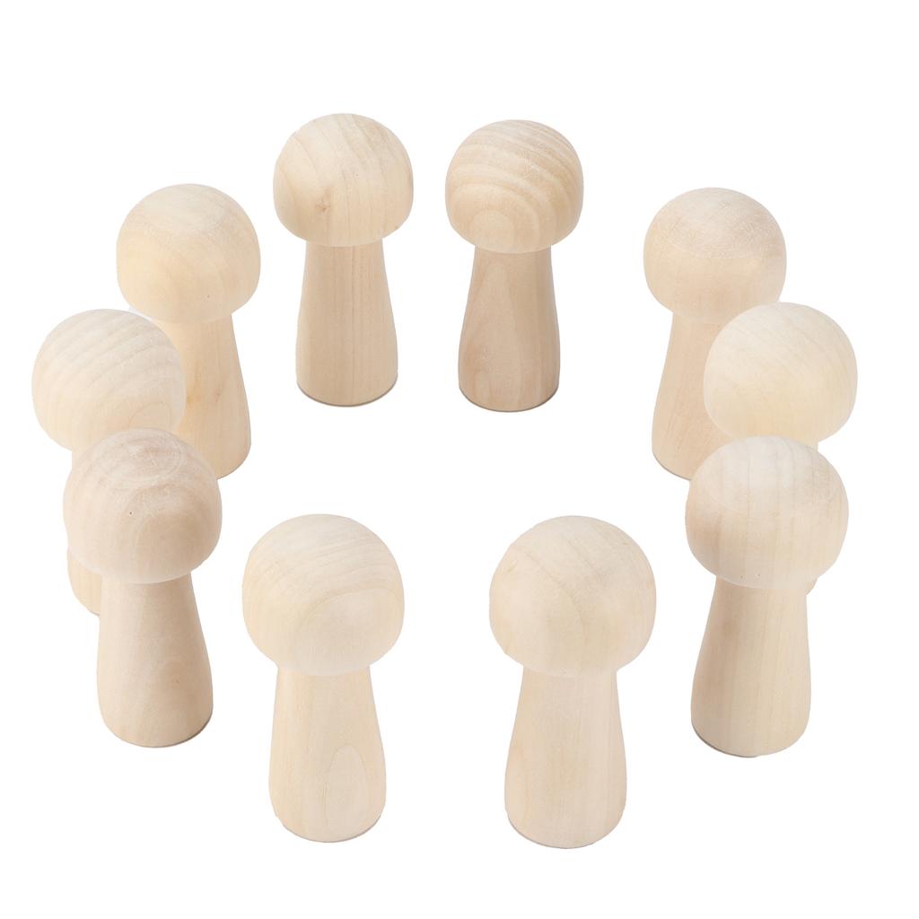 10pcs Mushroom Decor Cute Shape DIY Paintable Small Wooden Crafts for Preschoolers Kid