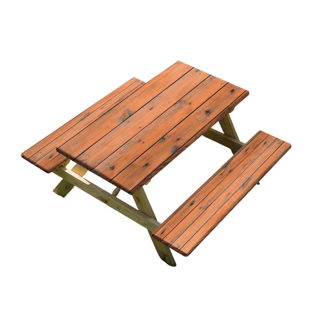 Elastic Wood Grain Outdoor Table and Chairs Cover Set (3-Piece)