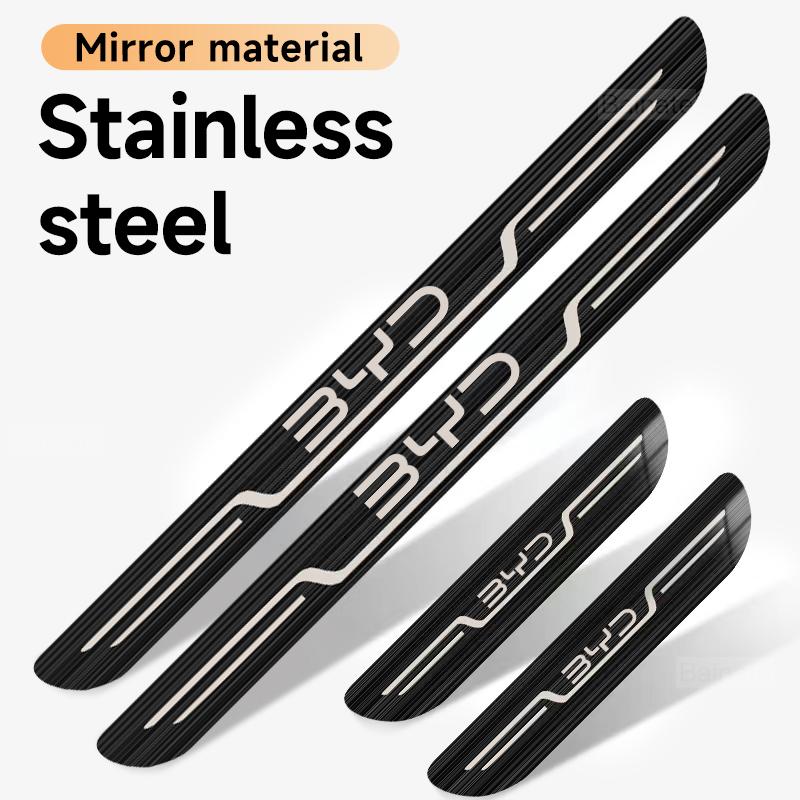 BGY1 Car Stainless Steel Door Sill Scuff Plate For BYD Atto 3 Dolphin Seal Tang F3 Dmi Song Yuan EV 2023 2024 Atto 4 Car Accessories