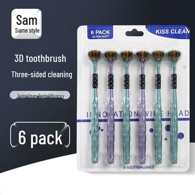 Three-Sided Wrap-Around Toothbrush with Nano-Soft Bristles for Adults, Family Pack