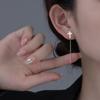 Fashion Silver Color Cross Line Earring for Women Girls Long Tassel Drop Earring Delicate Piercing Ear Jewelry Accessories