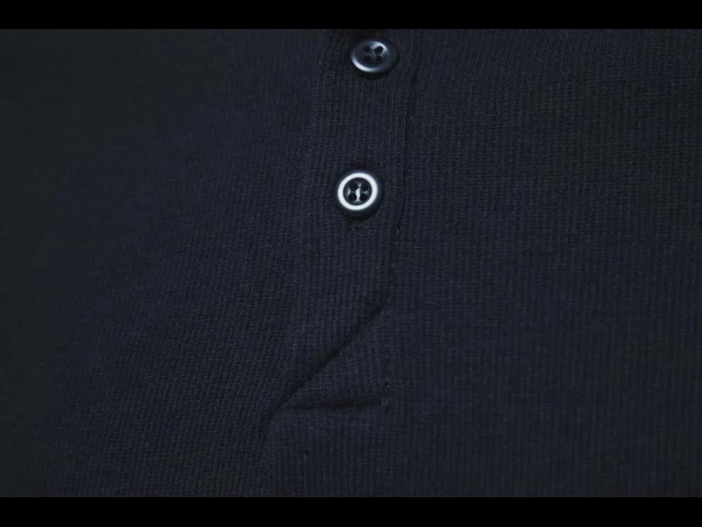 Men's Retro Cotton Henley Shirt - Coarse Thread 230g, Solid Color, Short-Sleeve Fitness Top