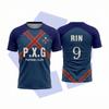 2026 Summer P.X.G Blue Lock Japanese Anime Jersey Football Uniform Shidou Cosplay T Shirts Men's And Women's Casual Sports Tops
