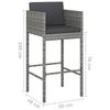 Vidaxl Stołki Barowe Z Poduszkami, 4 Szt., Szare, Polirattan