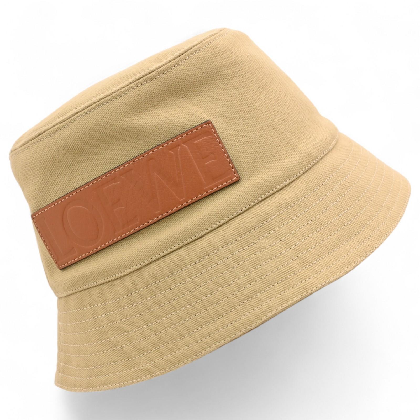 

Auth LOEWE Bucket Hat Logo 57 Sand/Tan Canvas/Calf K820HB1X19 lo8835bf