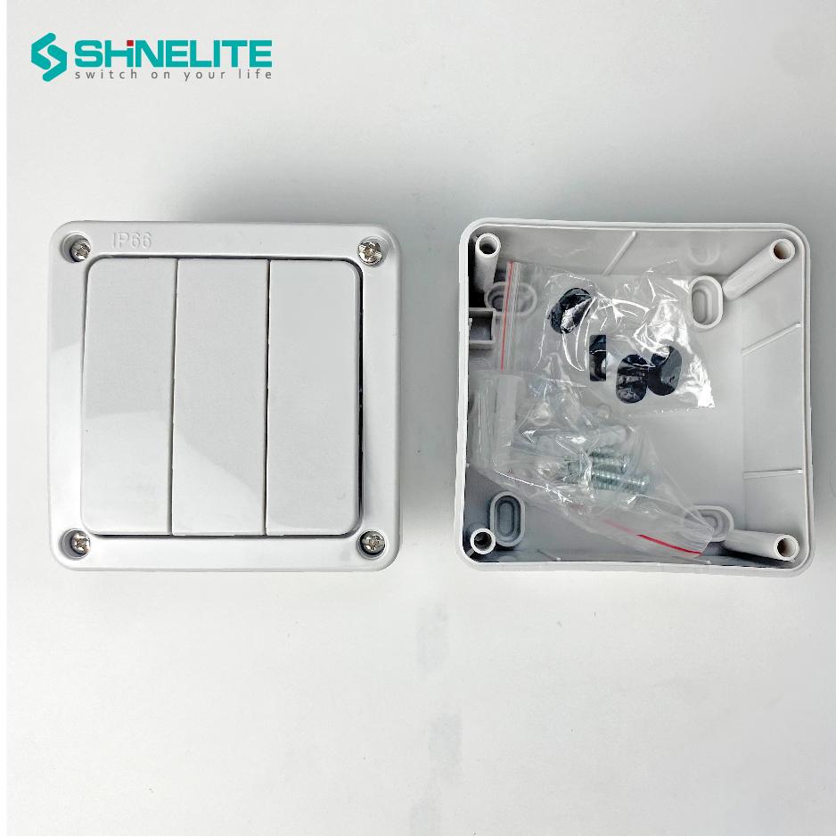 Shinelite 3 gang 1 way wall switch uk wall switch for IP66 waterproof outside