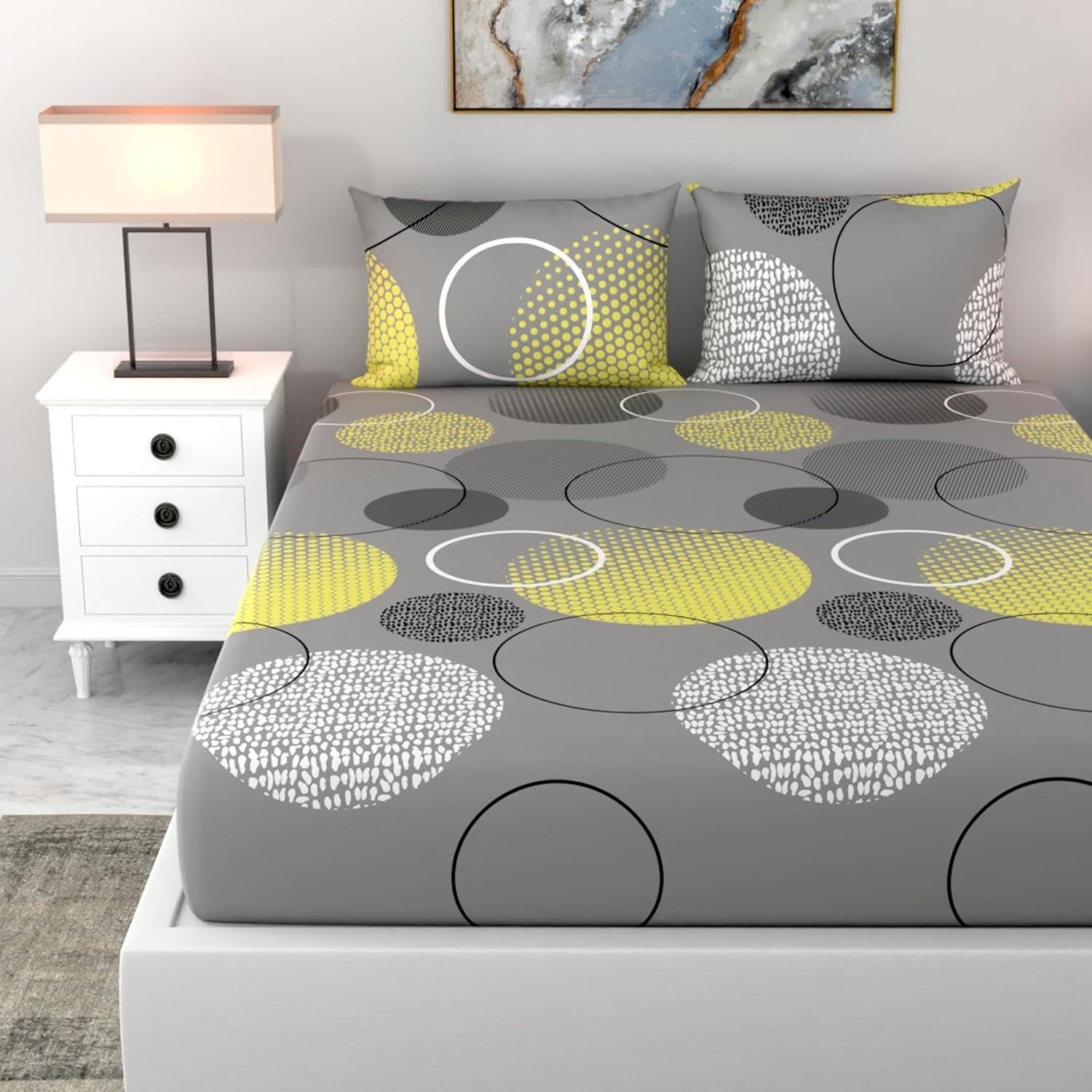 A QUALITY LINEN BRAND 100% Cotton Bedsheet for Double Bed, 1 Double Bedsheet with 2 Pillow Covers Single