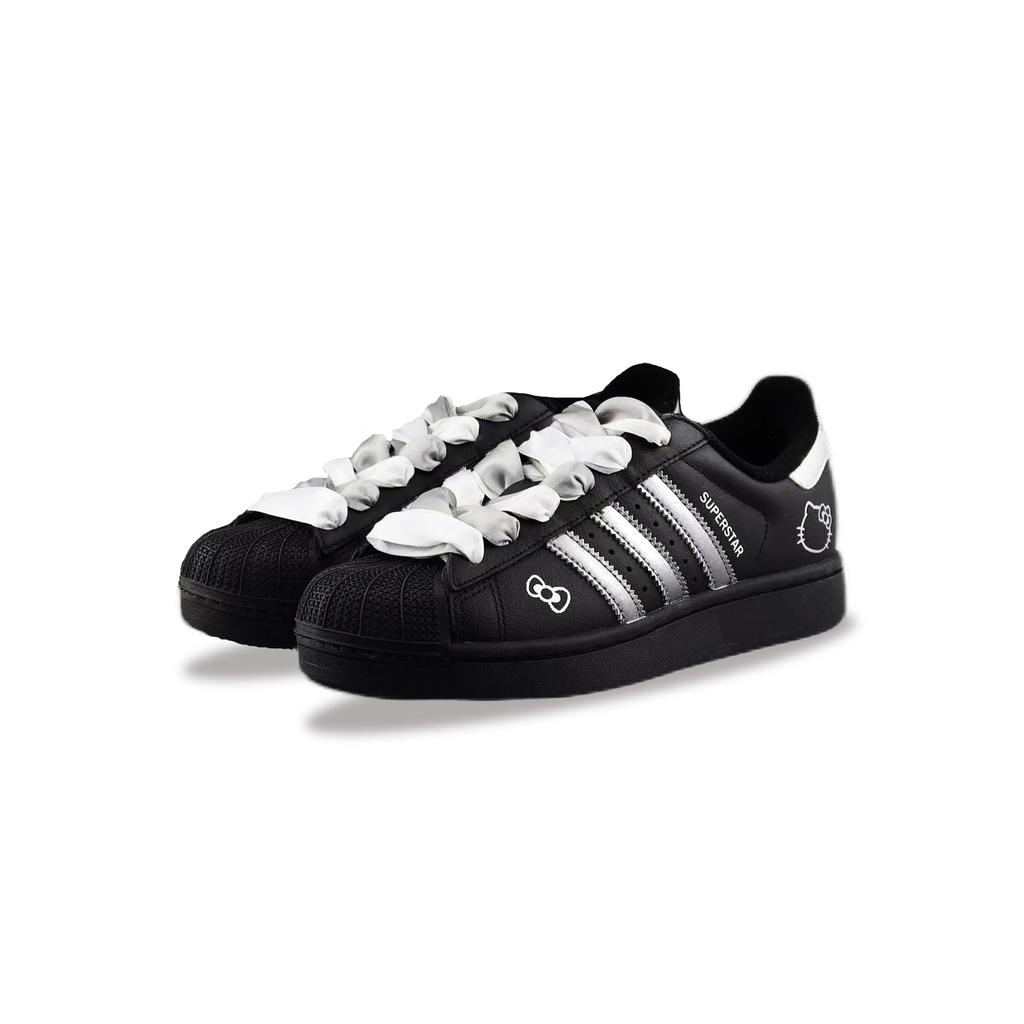 adidas Originals Superstar 2 Abriebfest Und Leicht Niedrig geschnitten Skateboard Schuhe Unisex Schwarz Silber JI0079(Team129- 1)