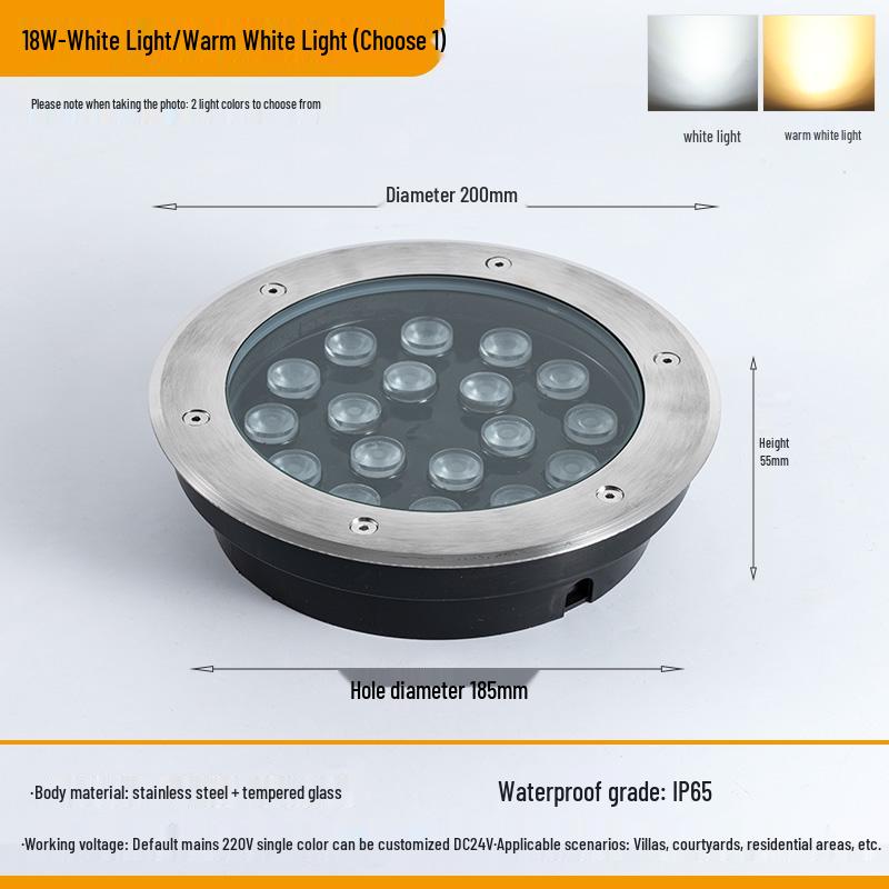 Ultra-Thin Waterproof LED In-Ground Courtyard Spotlight for Garden Decoration