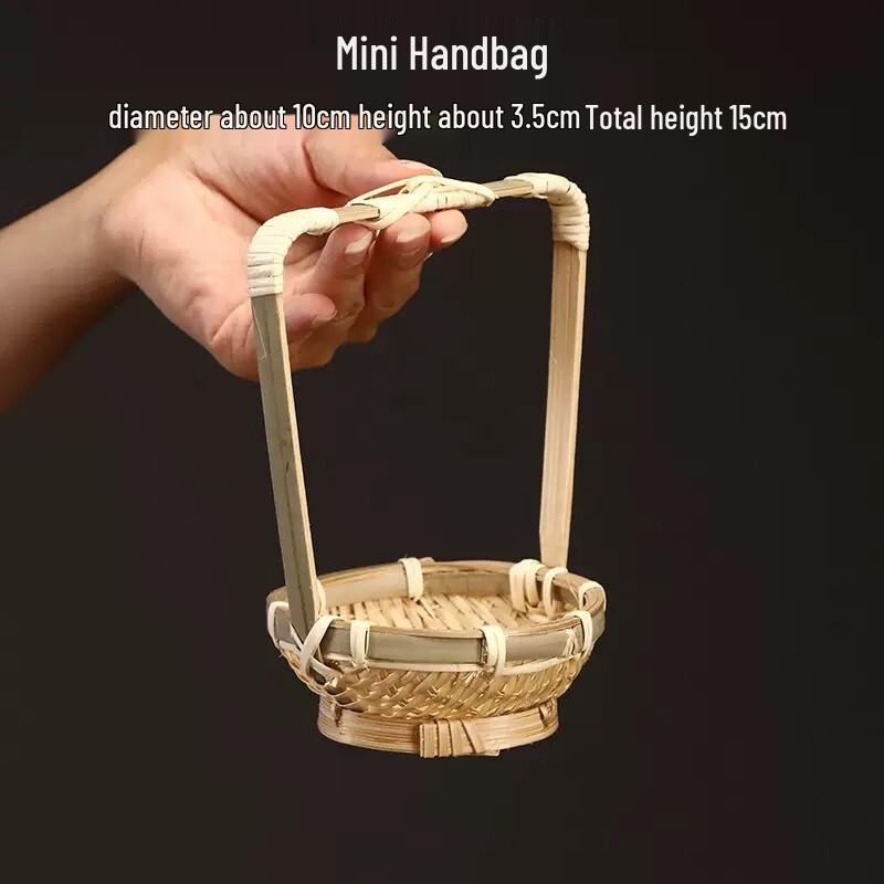 Handmade Bamboo Woven Small Round Basket