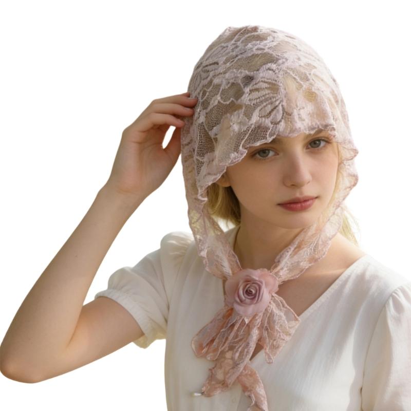 Elegant Hollow Out Mesh Head Wrap Soft Cupro Fiber Hat Bandana Headscarf For Summer Fashion Accessory
