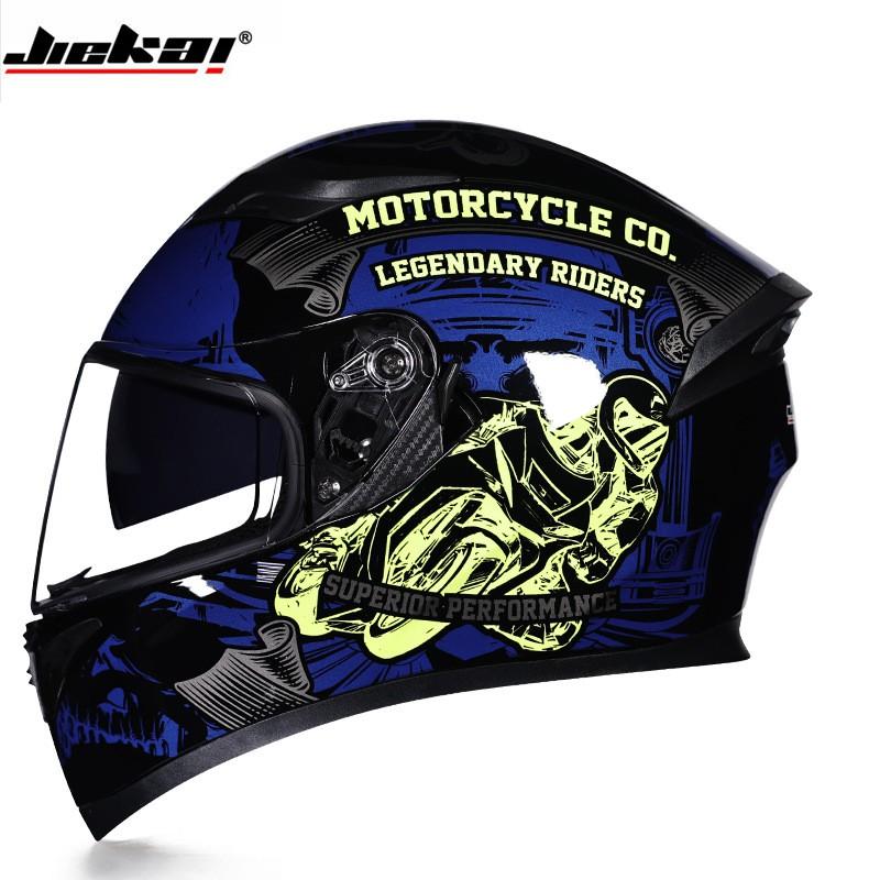 Dual Lens Motorcycle Helmet Off-Road ATV Scooter Riding Full Face Safety Women Men Adult ABS Material