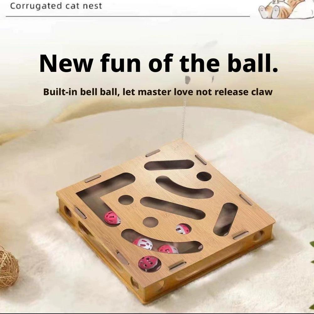 1 Set Interactive Cat Toy Puzzle Box Wooden Treat Maze Play For Toy Box Fun Interactive Cat Toy Hide and Seek Cat Agility Toys