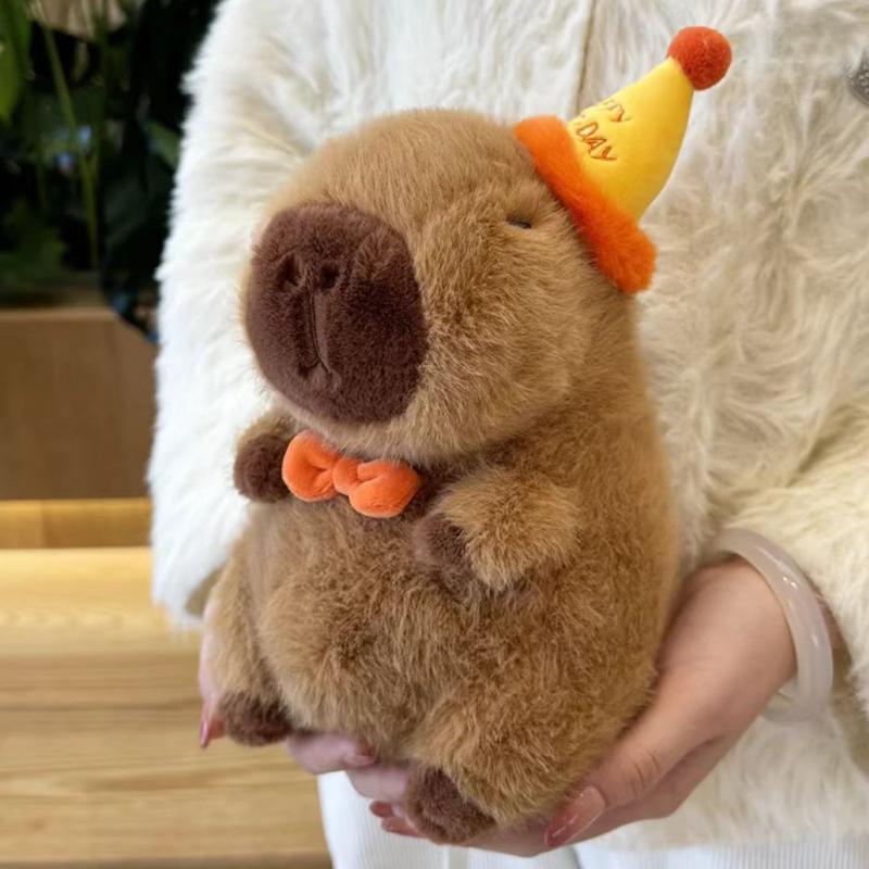 Lovely Capybara Plush Doll Cute Happy Birthday Capibara Anime Fluffty Toy Kawaii Plushie Animal Keychain Gift For Girl Friend