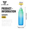 WRELS 500ml Gradient Water Bottle, Food Grade Water Bottle With Cap Durable, Ideal for Running, Cycling, Travel and Climbing
