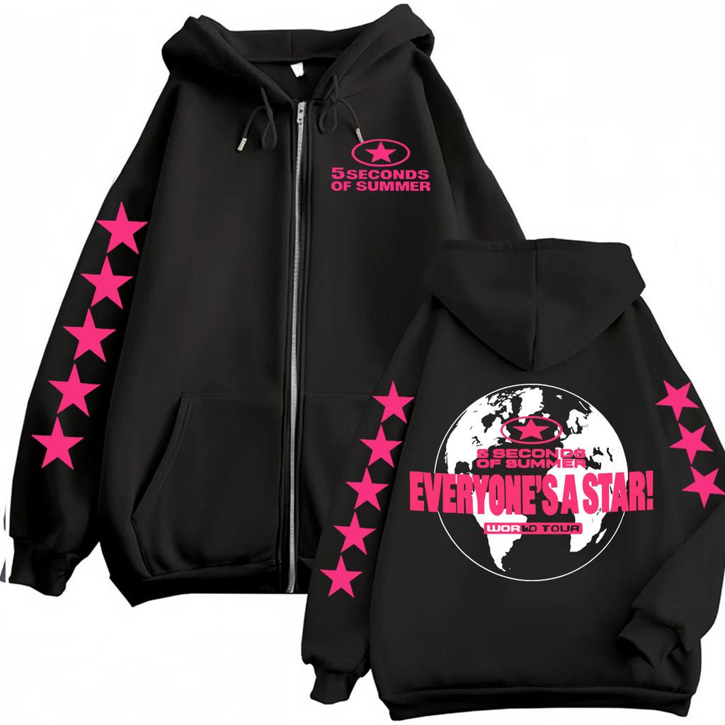 Cool Seconds of Summer Everyone's A Star World Tour Zip Up Hoodies Men Women Gothic Jacket Sweatshir