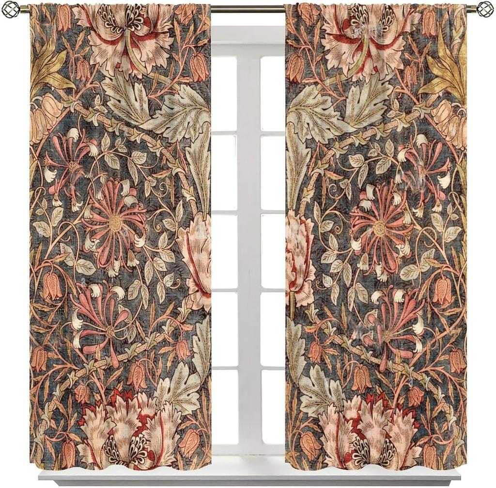 Tende Floreali Vintage Ycness William Morris Stile Pittorico Floreale Finestre della Stanza Tende per Camera da Letto Soggiorno Tenda Poliestere Perfette Per