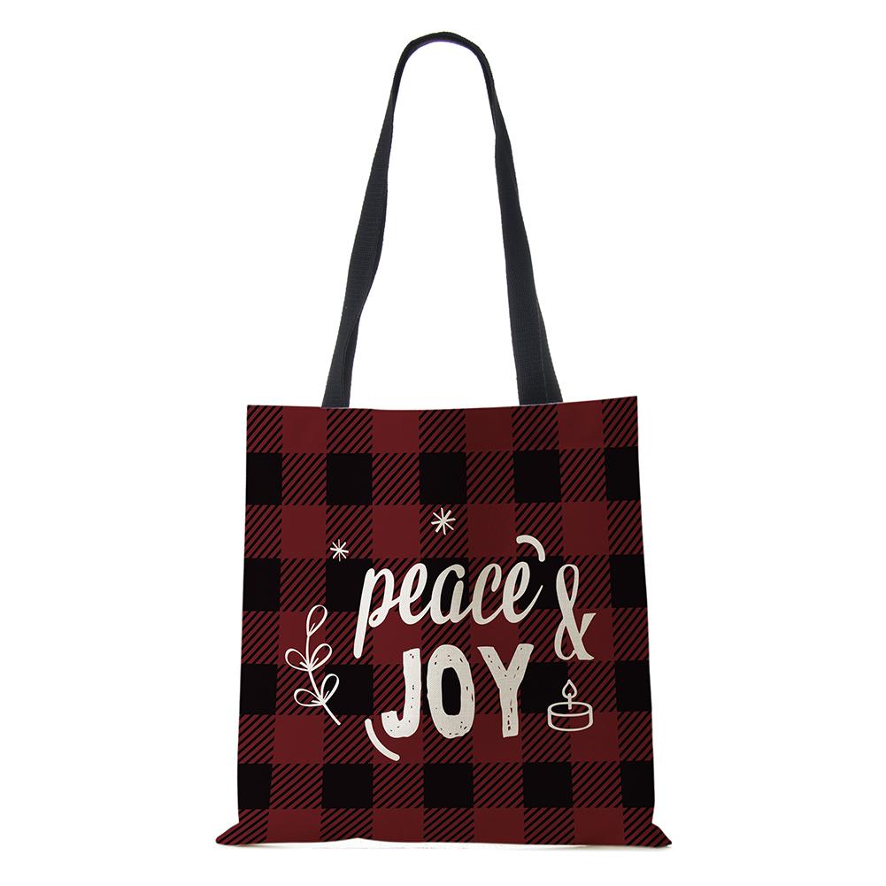 Christmas Harajuku Canvas Shopper Bag Merry Christmas Tree Reusable Travel Shoulder Bag Large Capacity Folding Storage Tote Hand KTB