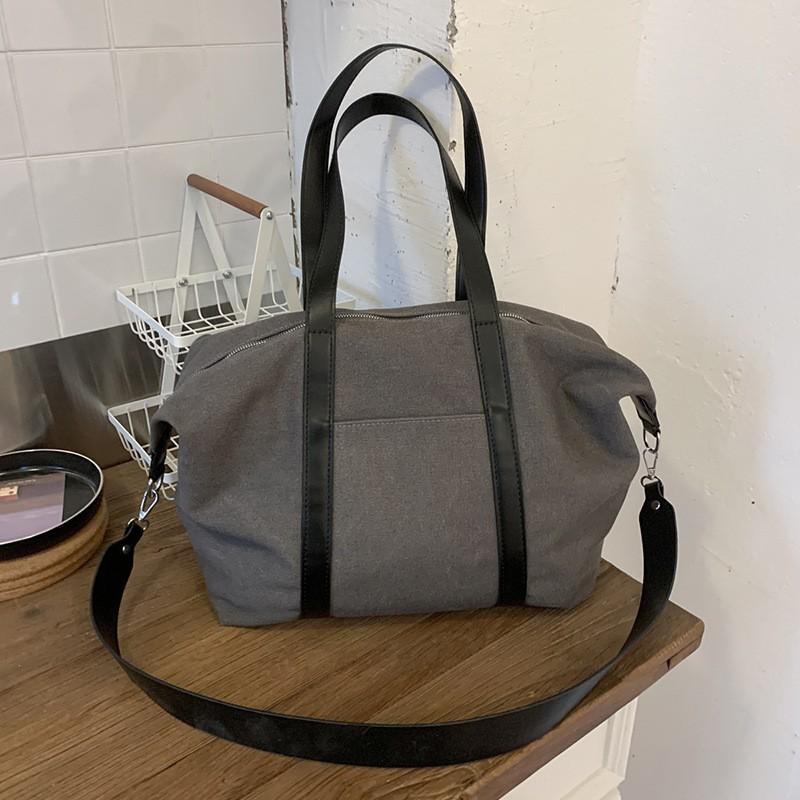 Large Capacity Canvas Tote Bag Women Spacious Crossbody Shoulder With Zip Street Style Daily Commute Travel