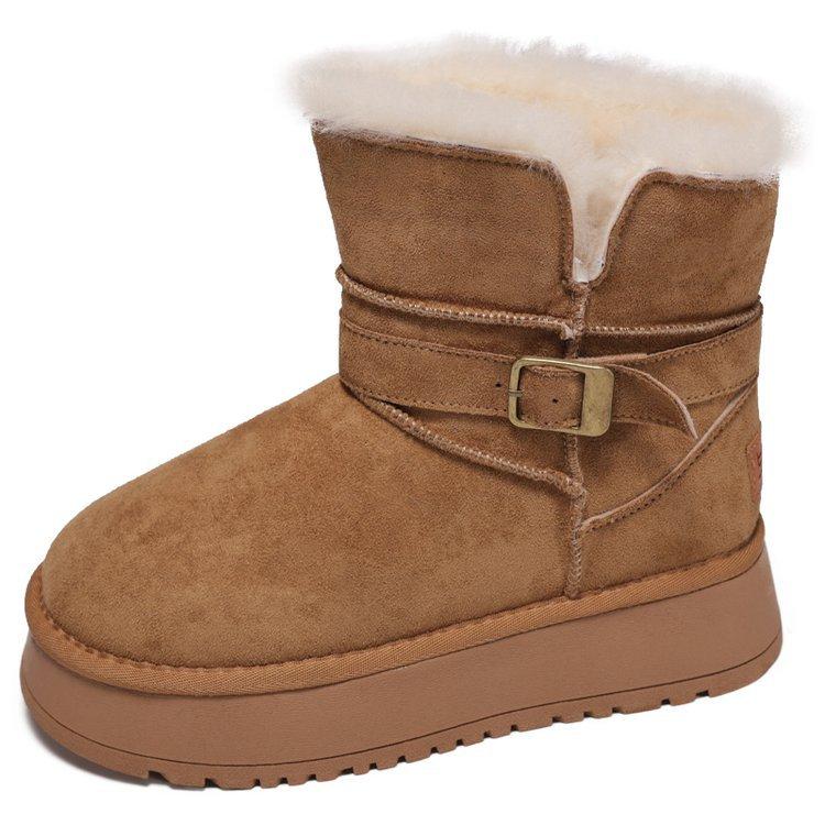 Real Hair Thick-soled Two-wearing Snow Boots for Women In the Winter of 2025, New Piled and Thickened Warm Sangpo Fur Integrated Boots