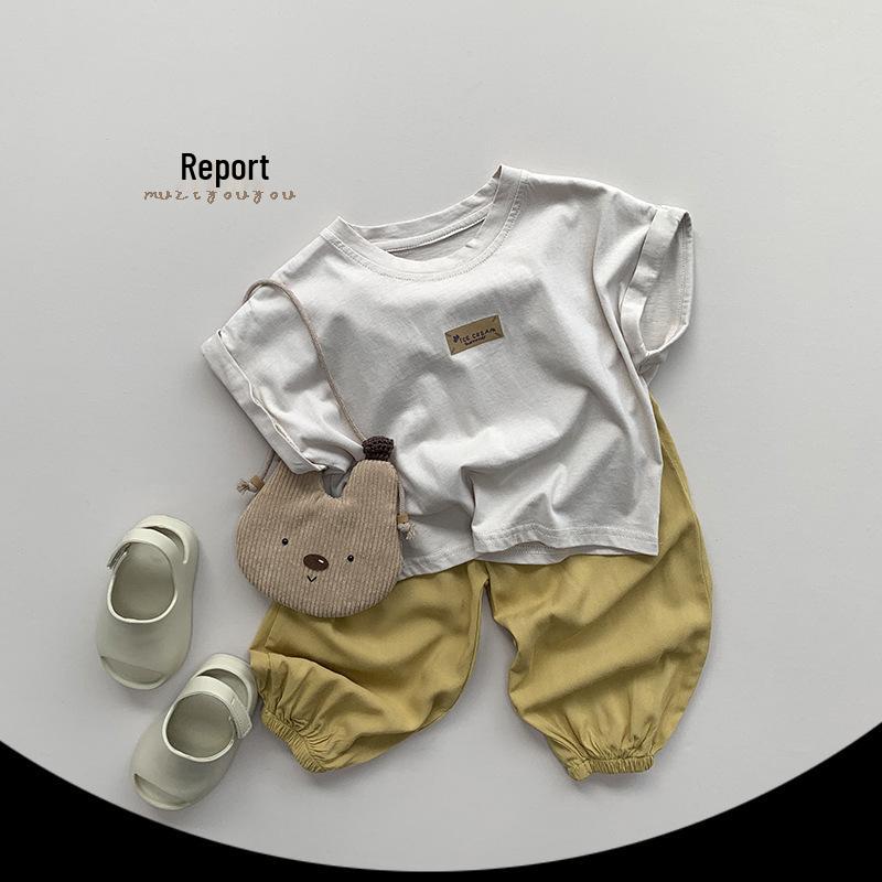 Children's Retro Korean Cotton T-shirt - Summer Short-Sleeved for Ages 3-5 Boys and Girls