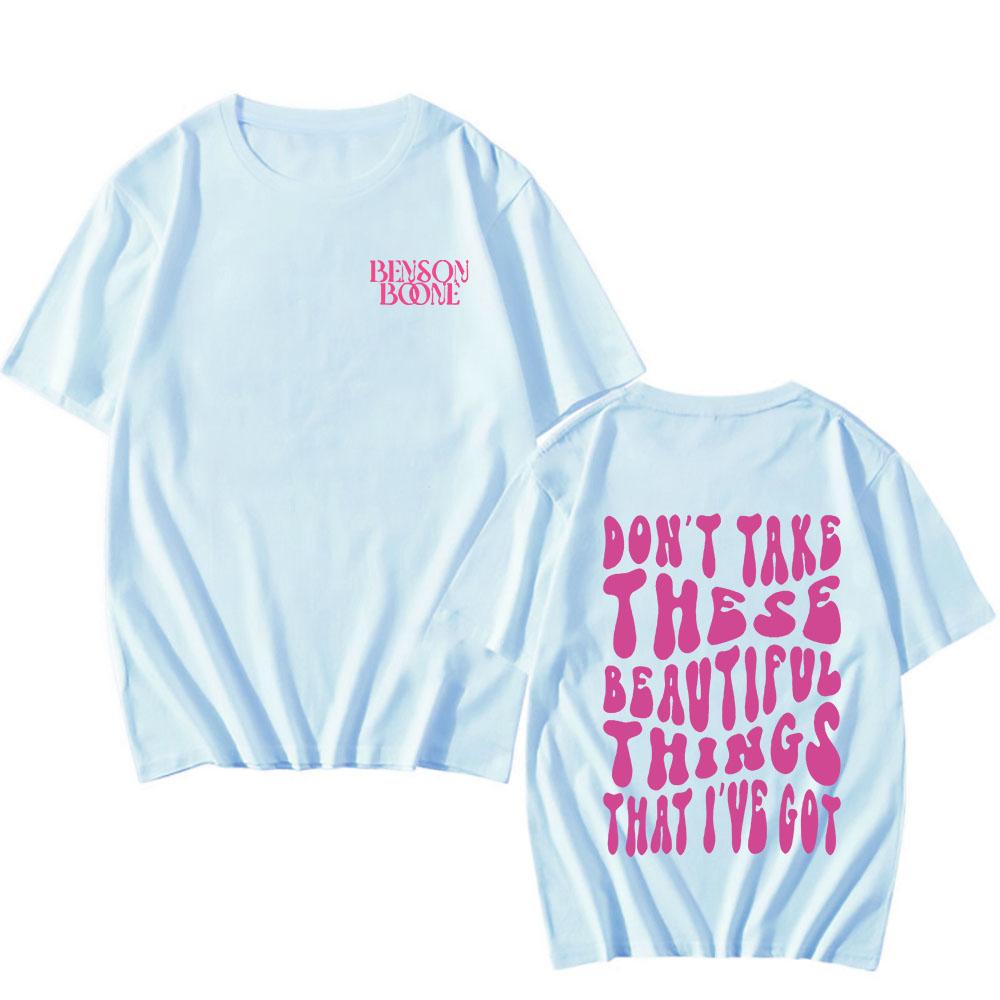 Benson Boone T-Shirt Herren/Damen Sommer Mode Neu Kurzarm Retro Bedruckt Reine Baumwolle Rundhals Hip Hop T-Shirt Oberteile