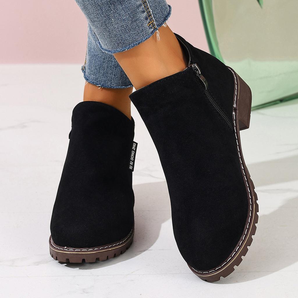 Women's Boots Thick Sole Ankle Boots Fashion Comfortable Snow Boots for Women Side Zipper Short Boot Plus Size Platform Shoes