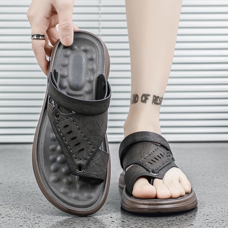 Fashion Summer New Men's Casual Comfortable Flip Flops Outdoor Beach Shoes Men Breathable Sandals British Leather Sandals