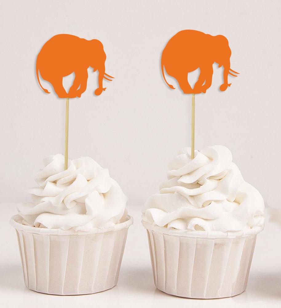 Darling Souvenir| Elephant Shape Cupcake Toppers| Birthday Party  Baby Shower Dessert Decorations - Pack Of